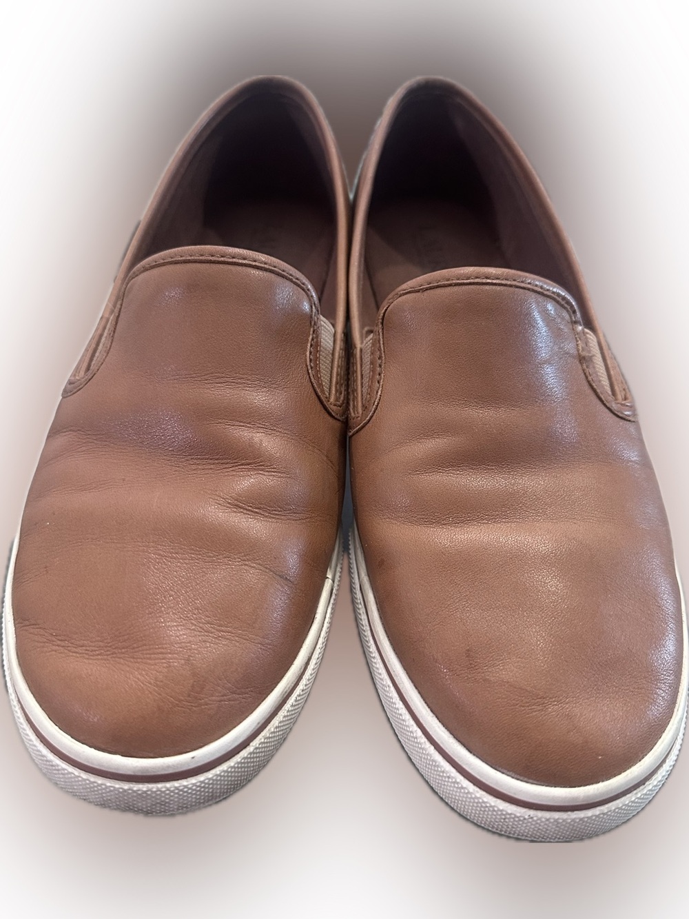 Lauren Ralph Lauren Brown Leather Slip-On Loafers with White Sole